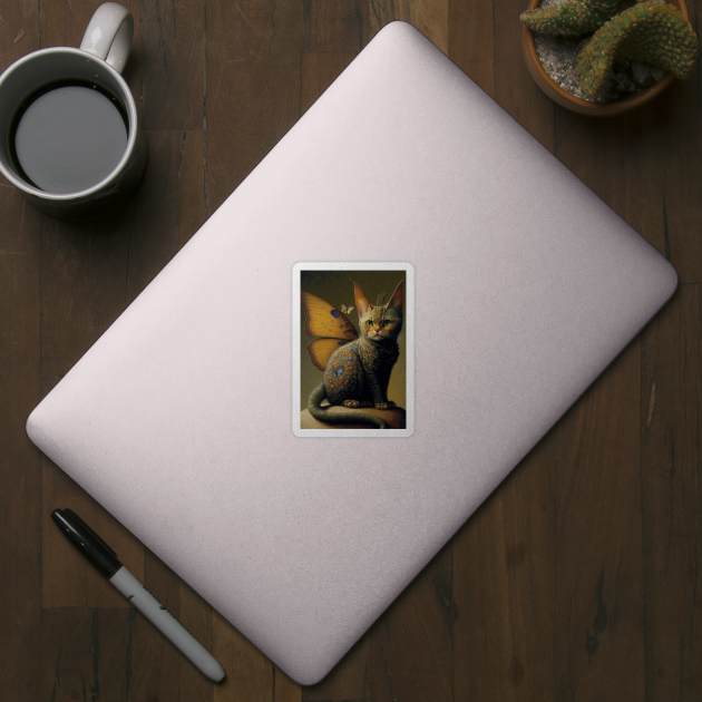 Vintage Cat Dragon with Butterfly Wings by Darksavage